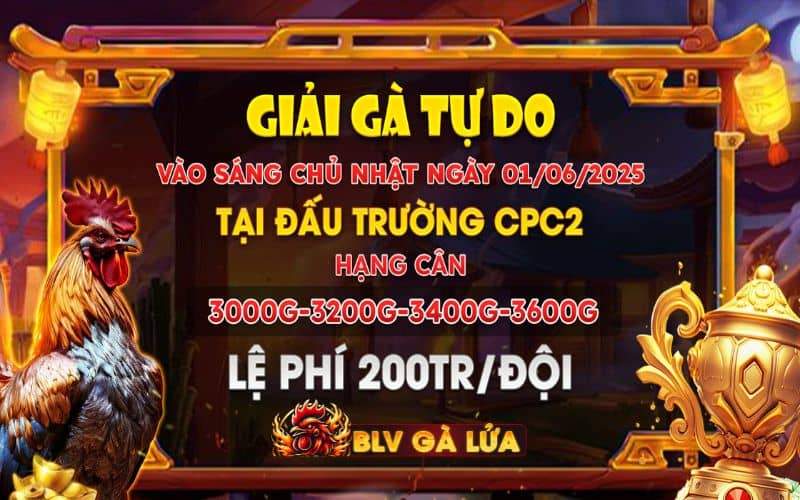 Thông tin chi tiết giải gà tự do CPC2 ngày 01/06/2025 Thông tin chi tiết giải gà tự do CPC2 ngày 01/06/2025